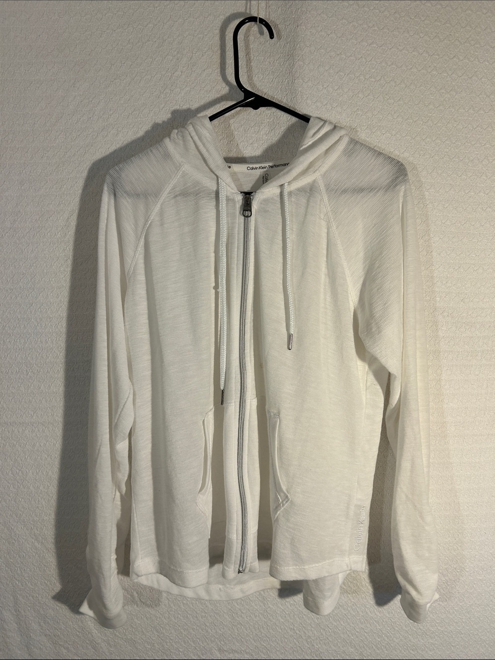 Calvin Klein Performance Women’s White Full-Zip Hooded Sweater Size XL